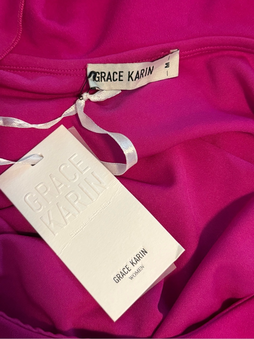 Grace Karin One-Shoulder Ruffle Sheath Dress in Hot Pink - Picture 2 of 5